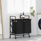  Košara za rublje s 2 pretinca i kotačićima, boja hrasta Sonoma | shoptok.hr