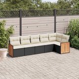 6-dijelni set vrtnih sofa s jastucima crni od poliratana | shoptok.hr