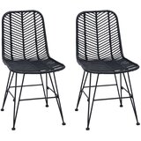  Stolac za blagovanje 2 pcs Ratan i čelik Crna | shoptok.hr
