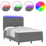 Box Spring Krevet s Madracem &amp LED Svjetlom Svijetlosiva 140x200 cm Kordura | shoptok.hr