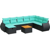  Vrtna garnitura - 9-dijelni set vrtnih sofa s jastucima crni od poliratana - Crna sa spremištem 1 | shoptok.hr