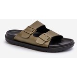Big Star lightweight men's slippers with buckles dark green