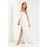 Lafaba Women's White One-Shoulder Stone Long Evening Dress | shoptok.hr