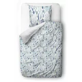 Butter Kings Bijelo-plava posteljina za krevet za jednu osobu od pamučnog satena 140x200 cm Blue Winter Floral -