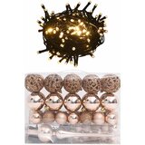  60-dijelni set božićnih kuglica s vrhom 150 LED ružičasto zlato | shoptok.hr