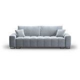 Cosmopolitan Design Svetlo modra žametna raztegljiva sedežna garnitura s prostorom za shranjevanje 250 cm Wicklow – | Shoptok.si