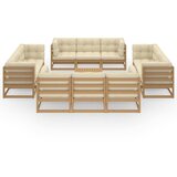 The Living Store Vrtna sedežna garnitura 13-delna z blazinami trdna borovina - Vrtna Sedežna Garnitura, (21421967) | Shoptok.si