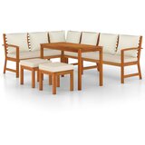  7-dijelni vrtni blagovaonski set s jastucima od bagremovog drva | shoptok.hr