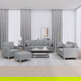 vidaXL Sedežna garnitura 4-delna z vzglavniki svetlo sivo blago | Shoptok.si