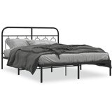 vidaXL Kovinski posteljni okvir z vzglavjem črn 135x190 cm | Shoptok.si