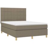  box spring s madracem LED smeđesivi 140x190 cm tkanina | shoptok.hr