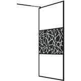 Pregrada za tuš 115 x 195 cm staklo ESG s uzorkom kamena crna | shoptok.hr