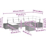 vidaXL 7-delni vrtni kavč set z blazinami sivo poli ratan | Shoptok.si
