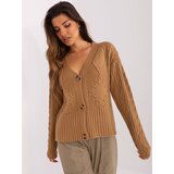 Fashion Hunters Women's camel sweater with braids Cene