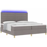  LED Box Spring Krevet Sivo-smeđa 200 x 200 cm tkanina | shoptok.hr