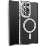 AVIZAR Diamantno ohišje za Samsung Galaxy S25 Ultra MagSafe Obris Strass, Srebrna, (5000010162) | Shoptok.si