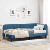 vidaXL Kutni okvir kreveta s madracem Plava 100 x 200 cm Baršun | shoptok.hr