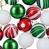  Set božićnih kuglica 30 kom. Bijela, crvena i zelena Ø 6 cm | shoptok.hr