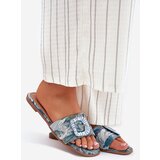 Boto Flat Women's Slippers With Decorative Buckle Blue Clariola | ePonuda.com