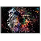  Slika - Crazy Lion (1 Part) Wide 120x80 U crnom drvenom okviru | shoptok.hr