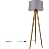 QAZQA Podeželski trinožni starinski les s platnenim odtenkom temno siva 45 cm - Tripod Classic | Shoptok.si