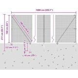 vidaXL varjena žičnata ograja z 7 bodičastimi stebri siva 1.6 x 10 m jeklo | Shoptok.si