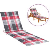 vidaXL Blazina za ležalnik rdeč karo vzorec 200x70x3 cm blago | Shoptok.si