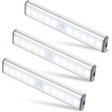 Venisymlis 3 Kosi 10 Led Nočnih Luči S Senzorjem Gibanja Za Ponovno Polnjenje Za Omare, Omare, Srebrna, (22068348) | Shoptok.si