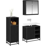 vidaXL Komplet pohištva za kopalnico 3 pcs Črni hrast 65 x 33 x 60 cm | Shoptok.si