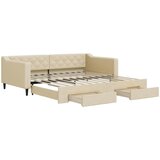  Dnevni krevet na razvlačenje s ladicama krem 100x200 cm tkanina | shoptok.hr