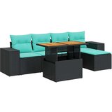 vidaXL Vrtna garnitura - 6-dijelni set vrtnih sofa s jastucima crni od poliratana - Crna sa spremištem 1 | shoptok.hr