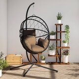  The Living Store Viseči stol jajček s stojalom taupe ratan in jeklo - Viseči Stol Jajček, (21497265) | Shoptok.si