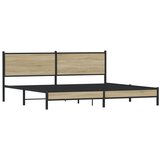 vidaXL Kovinski posteljni okvir z vzglavjem sonoma hrast 193x203 cm, (21321739) | Shoptok.si