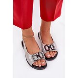 Boto Flat Sandals With Decoration Eco Leather Silver Lilria | Shoptok.si