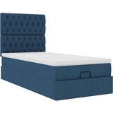 vidaXL Otomanski posteljni okvir z vzmetnico moder 90x190 cm blago, (21610197) | Shoptok.si
