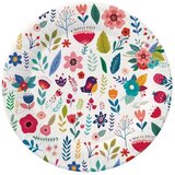  Papirnati krožniki z rožami in pticami, beli - 18 cm, 6 kos Cene