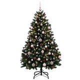  Umjetno božićno drvce zeleno s kuglicama 150 cm 150 LED lampica - Zeleno sa snježnim vrhovima Ø 80 x 150 cm sa 150 LED žaruljica | shoptok.hr