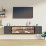 Maison Chic Stenska omarica - Zidna omarica 2 kosa siva 80x30x30 cm trdna borovina iu417, (22062386) | Shoptok.si