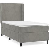 The Living Store Box spring postelja z vzmetnico svetlo siva 100x200 cm žamet - Box Spring Postelja, (21488615) | Shoptok.si