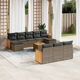 Maison Chic Seti vrtnega pohištva - Vrtna garnitura - Vrtni pohištvo set 11-delna z blazinami siv poli ratan, (21816087) | Shoptok.si