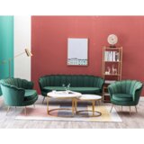 Kondela Art-deco dvosed, smaragdna žametna tkanina/zlat krom-zlato, NOBLIN | Shoptok.si