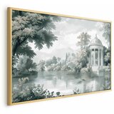  Plakat - Landscape with a Park and Lake in Retro Greens 42x29.7 Zlatni okvir | shoptok.hr