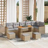 vidaXL 10-delni set vrtnega kavča z blazinami bež poli ratan akacija | Shoptok.si