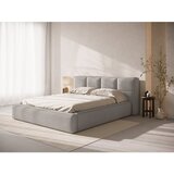 Micadoni Svijetlo sivi tapecirani bračni krevet s prostorom za odlaganje s podnicom 200x200 cm Simon – | shoptok.hr