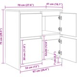  Strani šal Star les 70 x 41 x 75 cm Konstruiran les, (5000217335) | Shoptok.si