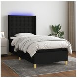  Box spring s madracem LED crni 90x200 cm od tkanine | shoptok.hr