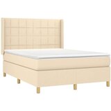  Box spring postelja z vzmetnico krem 140x200 cm blago, (20895710) | Shoptok.si
