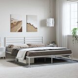  Metalni okvir za krevet s uzglavljem bijeli 183x213 cm | shoptok.hr