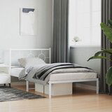  The Living Store Kovinski posteljni okvir z vzglavjem bel 107x203 cm - Posteljni Okvir, (21498845) Cene