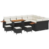 vidaXL 13-dijelni set vrtnih sofa s jastučićima crna poli ratan akacija, 4-dijelni set vrtne blagovaonice s jastučićima crna poli ratan akacija Cijene